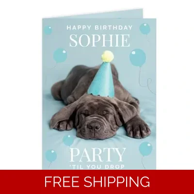 Personalised Rachael Hale 'Party 'Til You Drop' Card